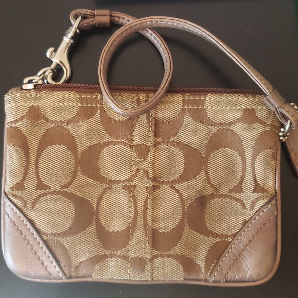 Coach tan brown wristlet